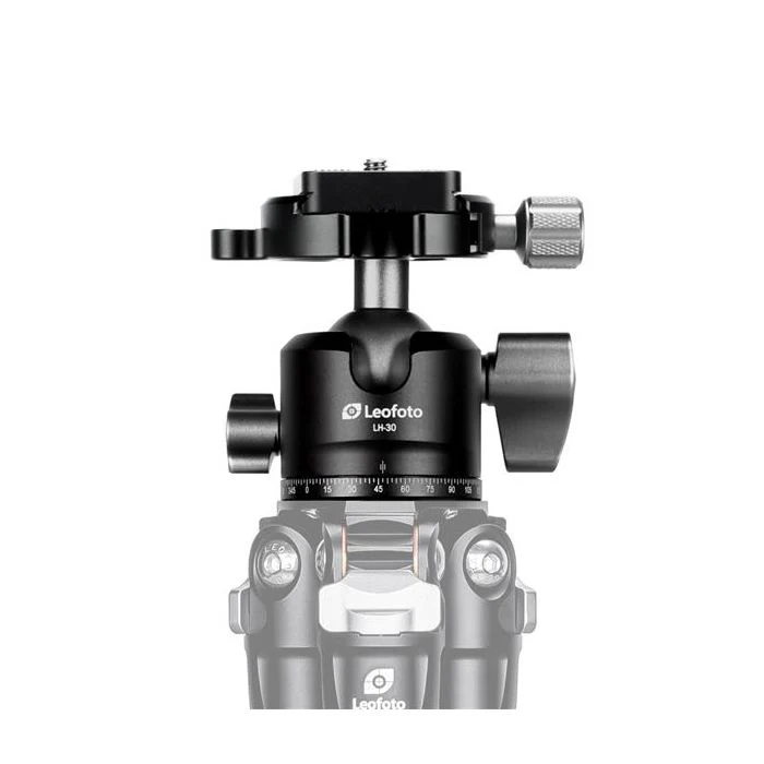 Leofoto LH Series LH-30 30mm Low Profile Ball Head and BPL-50 Arca Swiss Bubble QR Plate - Max Load 15kg