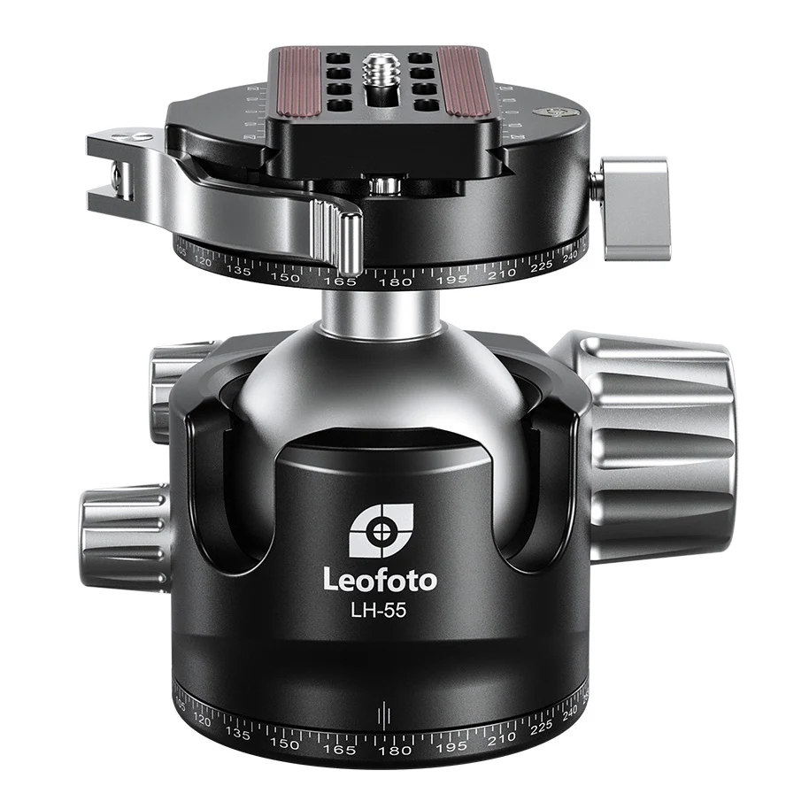 Leofoto LH Series LH-55PCL 36mm Low Profile Ball Head with PCL-70 Panning Clamp and QR Lock System - Max Load 25kg