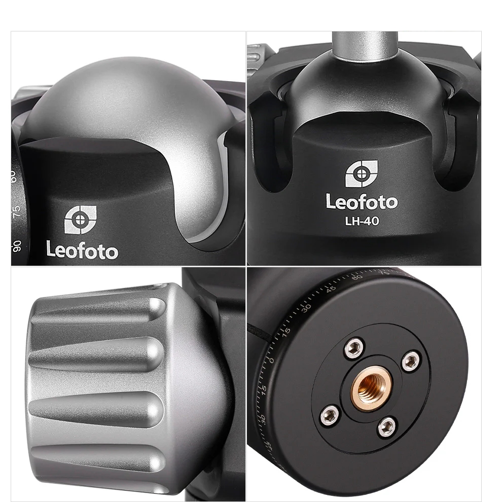Leofoto LH Series LH-40PCL 40mm Low Profile Dual Panorama  Ball Head with Arca Swiss Style QR Plate - Max Load 20kg
