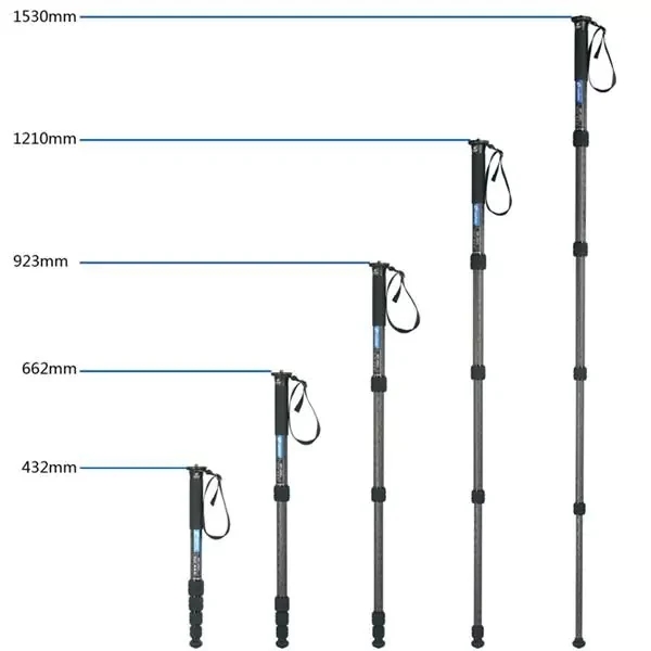 Leofoto MP-285C Carbon Fiber 5 Section Monopod - Max Load 15kg, Max Height 1530mm
