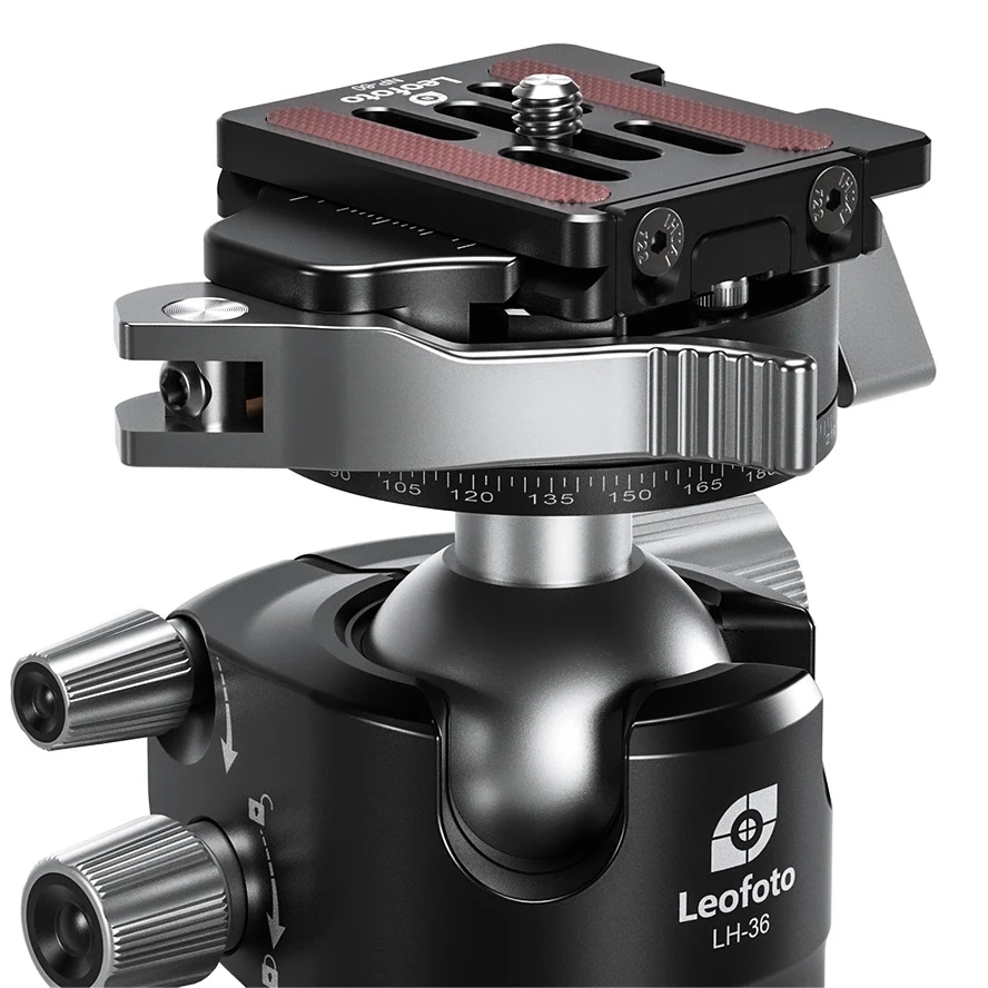 Leofoto LH Series LH-36PCL 36mm Low Profile Ball Head with PCL-52 Panning Clamp and QR Lock System - Max Load 18kg