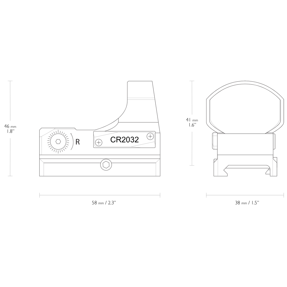 Hawke Reflex Sight - Wide View - 2 Moa Circle Dot -Integral Weaver Picatinny Mount