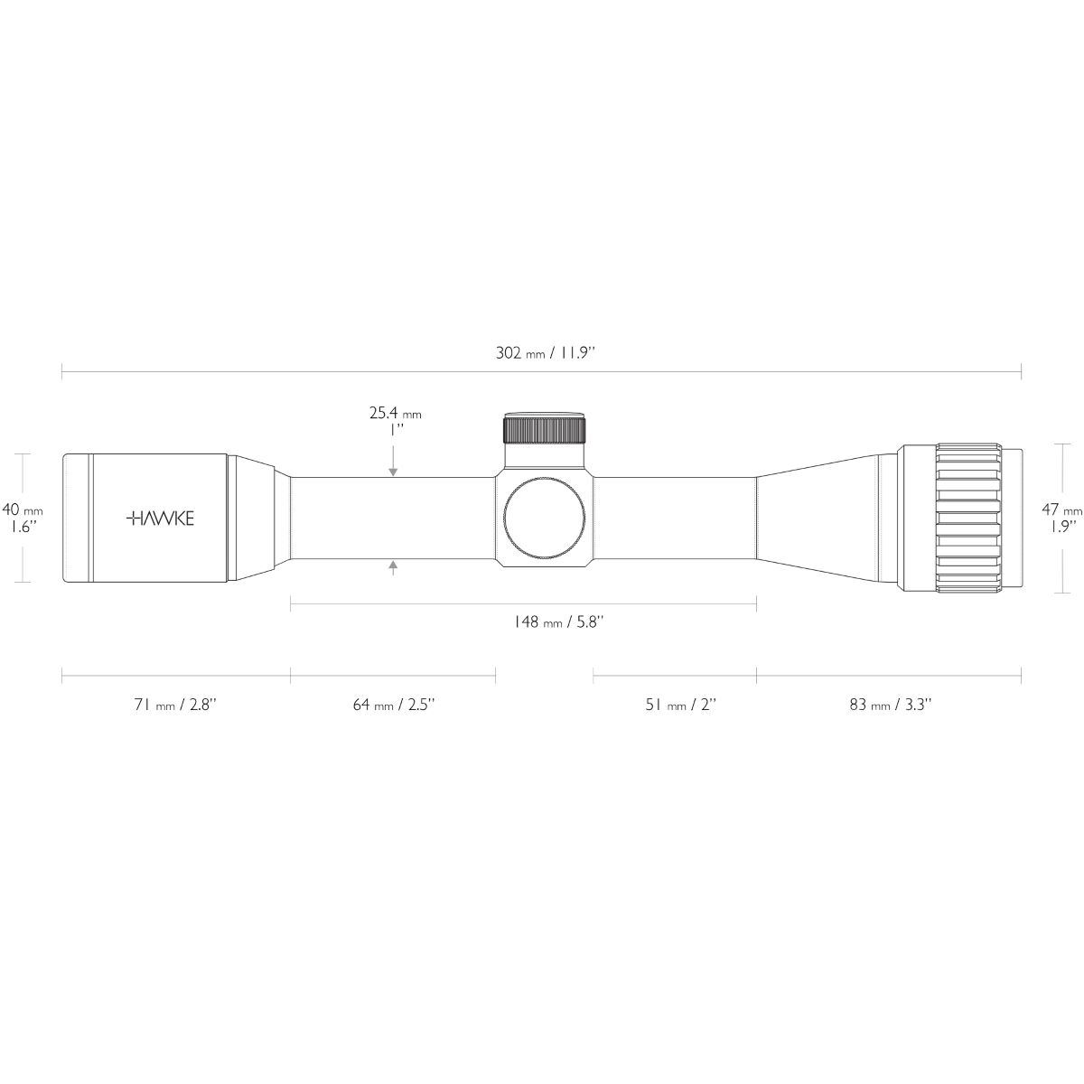Hawke Vantage 4x32 AO Mil Dot Rifle Scope
