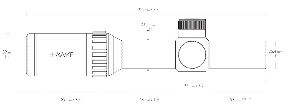 Hawke Vantage IR 1-4x20 SFP Turkey Dot Reticle 1/2MOA 1" Rifle Scope