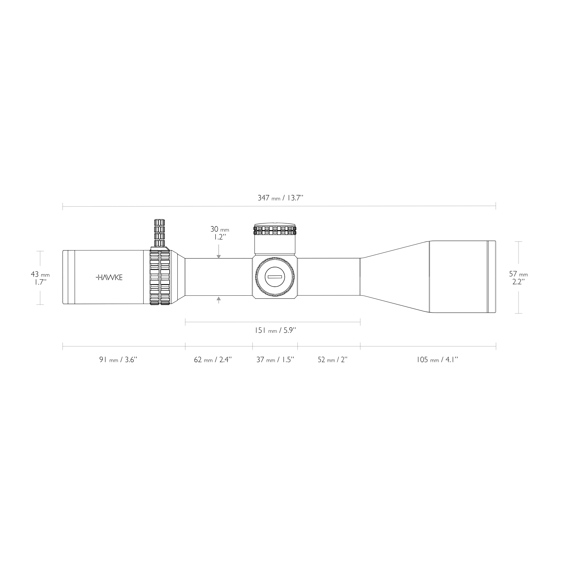 Hawke Vantage HD 30 6-24x50 SFP IR Mil Pro II (20x) 0.1MRAD 30mm Rifle Scope