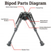 Rokstad 6-9 inch Swivel Bipod for Q/D Swivel with Lever Lock and  Carbon Fibre Legs