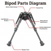 Rokstad 6-9 inch Swivel Bipod for Q/D Swivel with Lever Lock and  Carbon Fibre Legs 