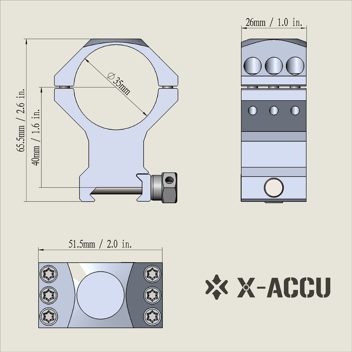 Vector Optics X-ACCU 35mm High Profile Scope Rings