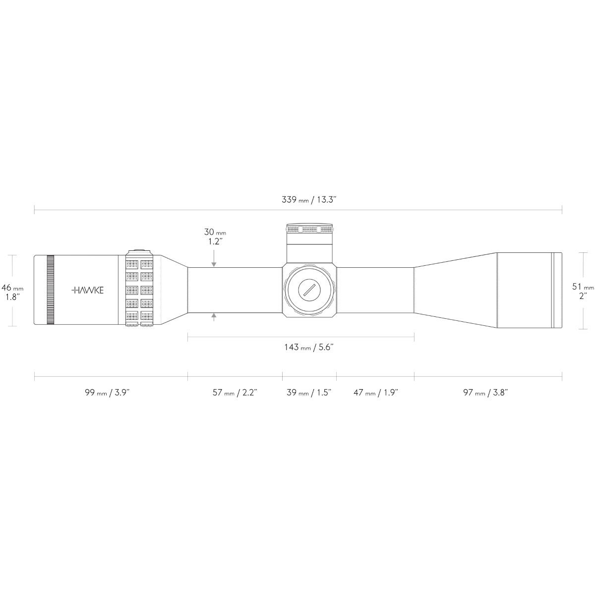 Hawke Sidewinder 30 SF 4.5-14x44 10x Half Mil IR Reticle 