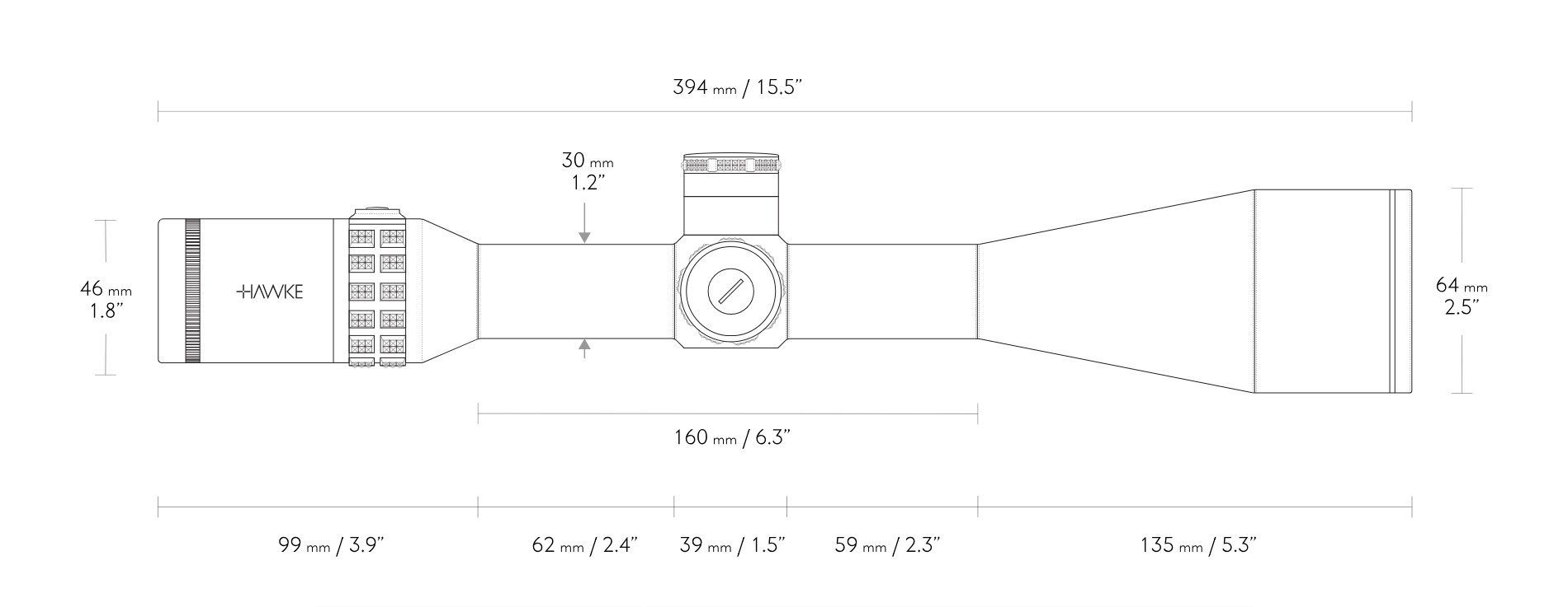 Hawke Sidewinder 30 SF 8-32x56 20x Half Mil SFP Rifle Scope