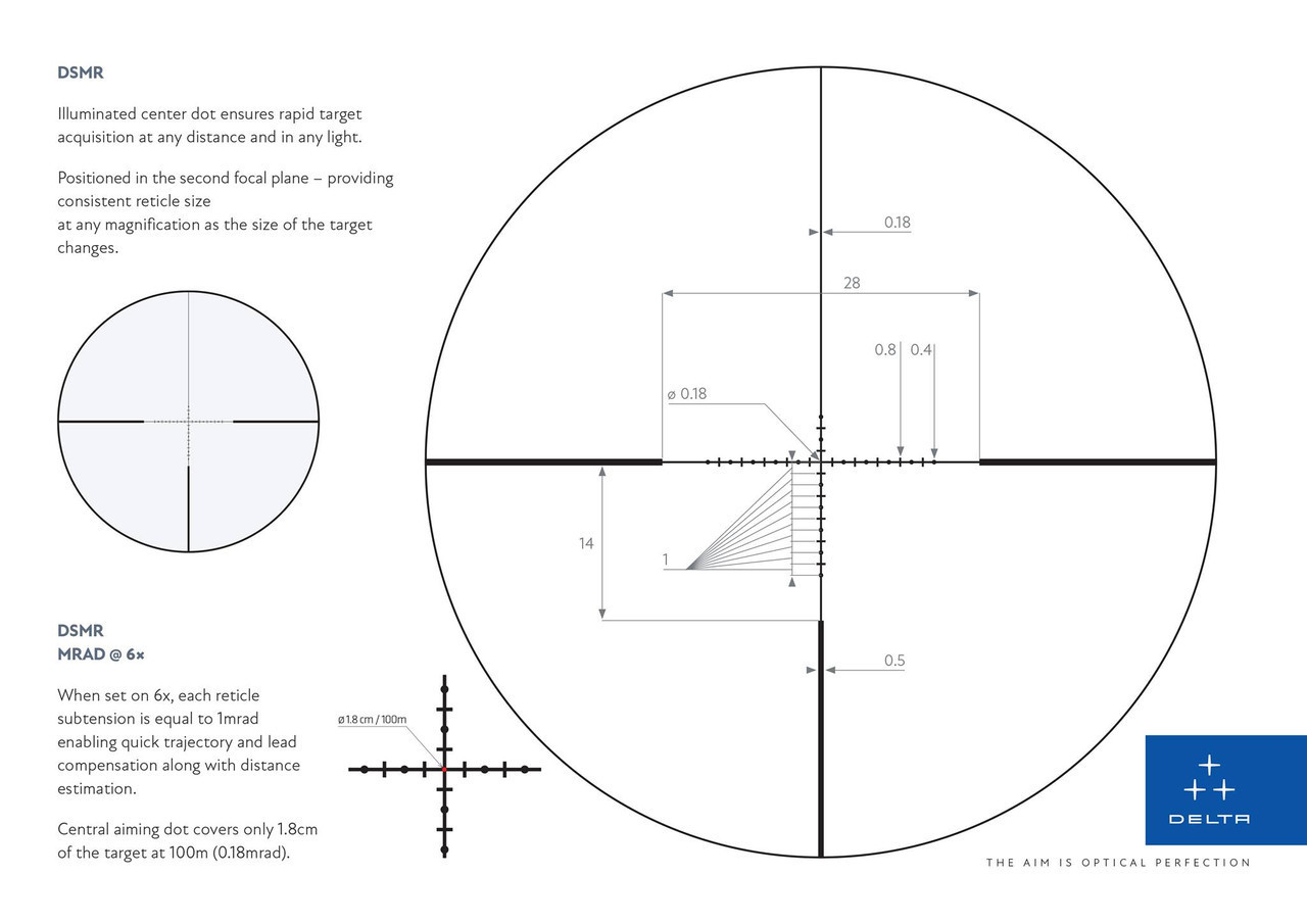 Delta STRYKER HD 1-6x24 SFP LVPO 0.1MRAD Illuminated DSMR 30mm Rifle Scope