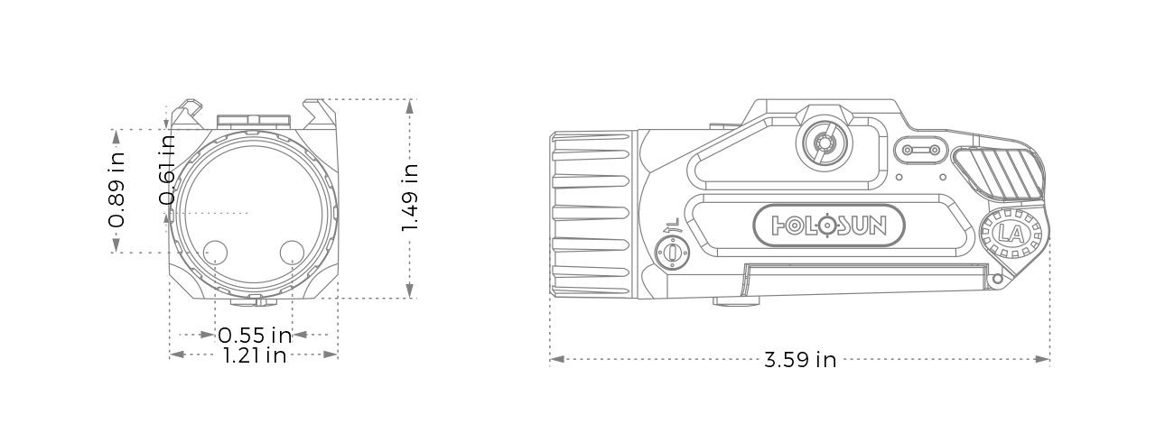 Holosun P.ID-DUAL Green & IR Laser, 1000 Lumen White Light Aluminium Pistol Mounted Aiming Device