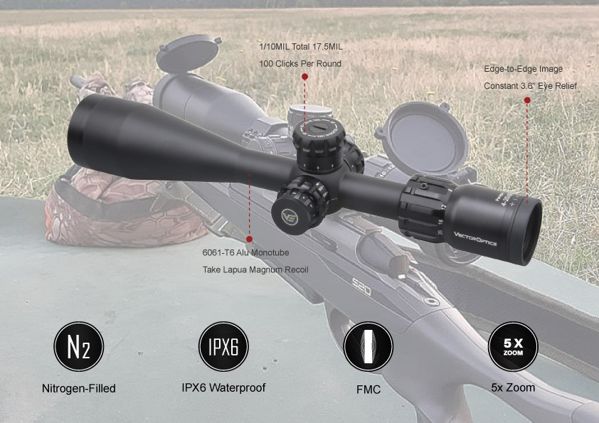 Vector Optics Paragon 4-20x50 1" Zero-Stop Rifle Scope 