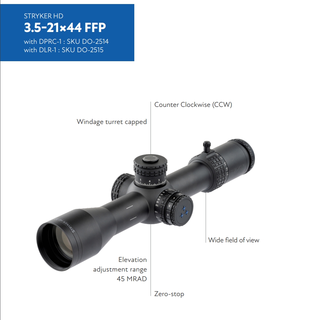 WIN A: Delta Optical Stryker HD 3.5-21x44 FFP 0.1 MRAD DLR-1 Side Focus Rifle Scope