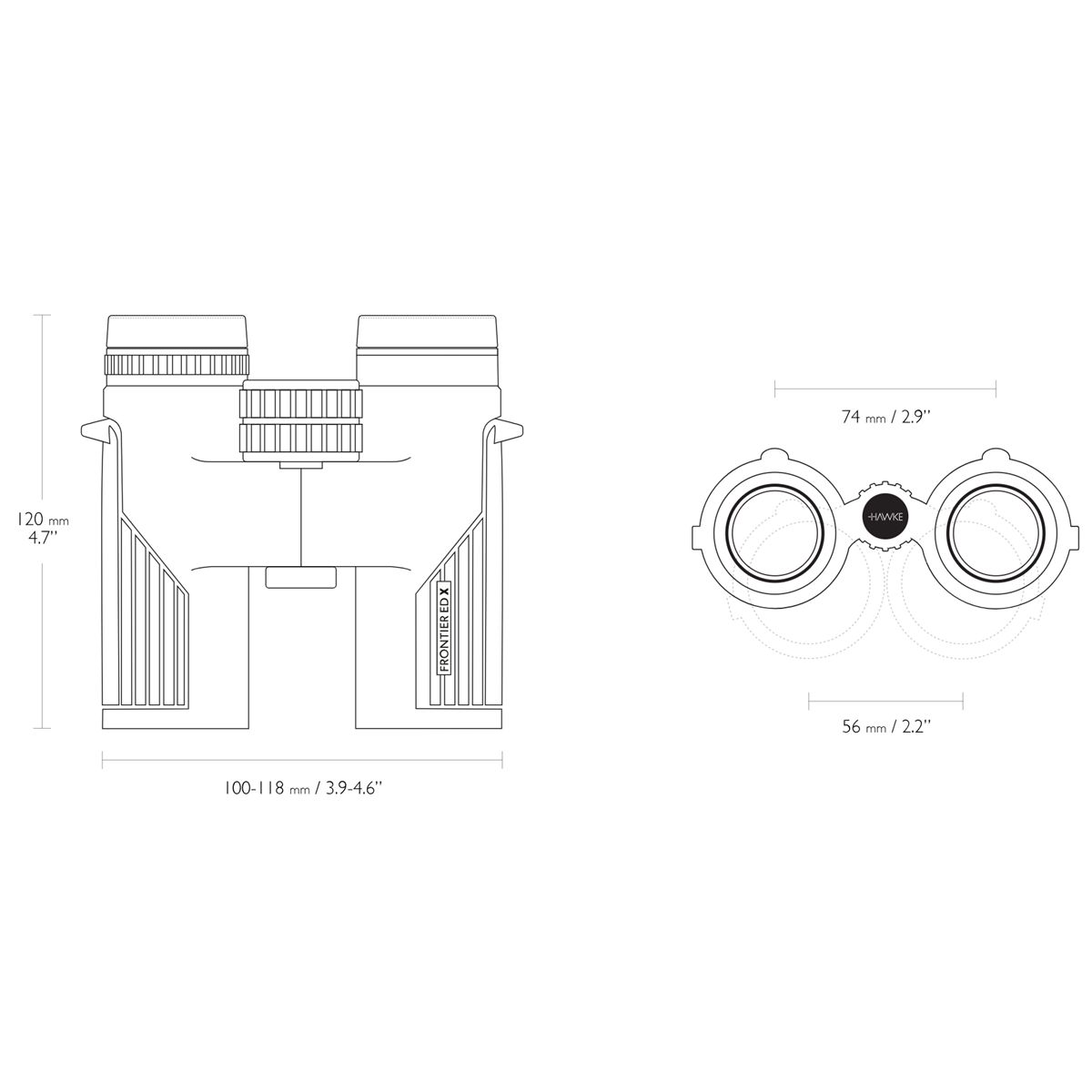 Hawke Frontier HD X 10x32 Binocular - Grey