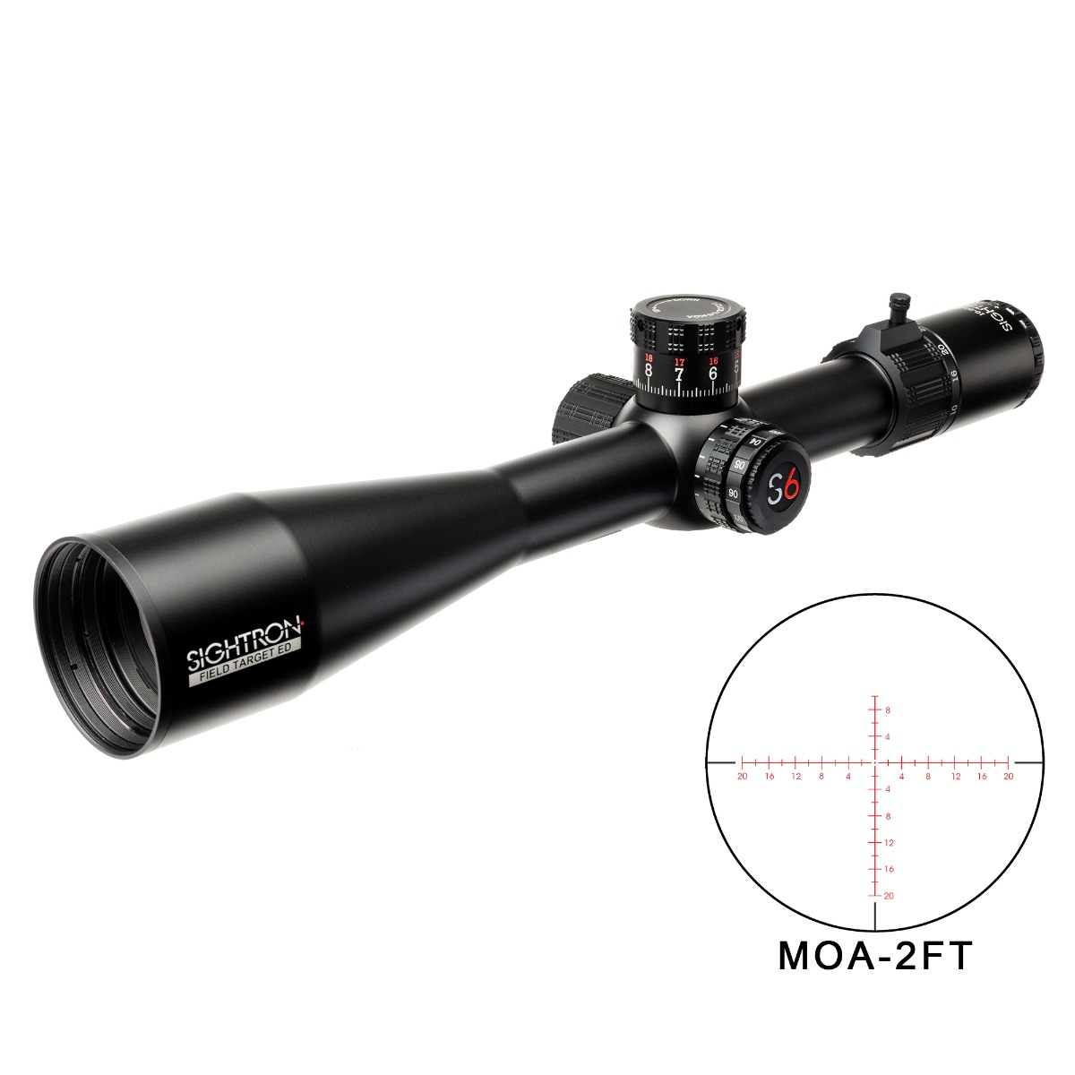 SIGHTRON S6 10-60x56 ED SFP illuminated Field Target Riflescope MOA-2FT Reticle