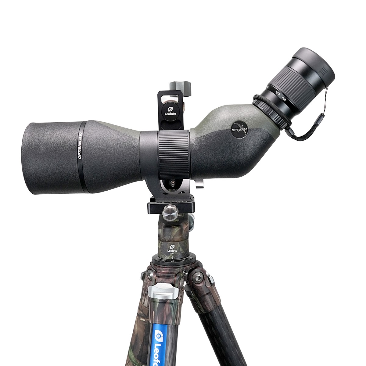 Optisan PL 15-60x80 ED Angled Spotting Scope and Leofoto Ranger LS-365C Lightweight Carbon Tripod