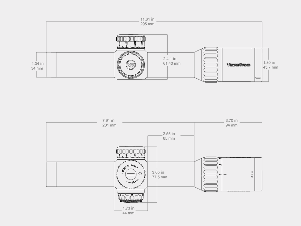 Vector Optics Continental 1-6x28 FFP Illuminated 34mm Tactical VCT-BNW 0.1 MRAD Rifle Scope