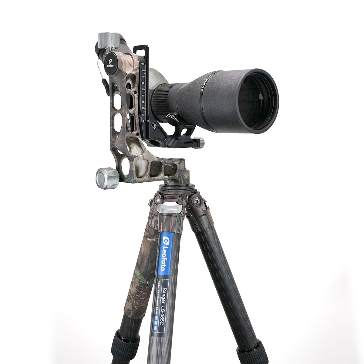 Optisan PL 15-60x80 ED Angled Spotting Scope and Leofoto Ranger LS-365C Lightweight Carbon Tripod