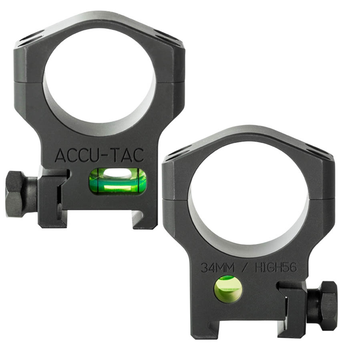 Accu-Tac 34mm High Scope Rings with Bubble Level - Optics
