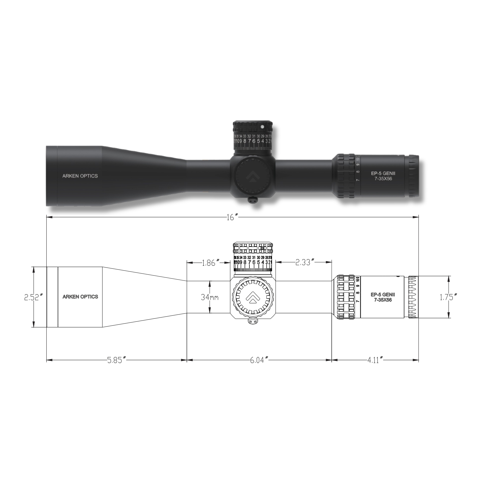 WIN A: Arken Optics EP5 GEN2 7-35x56 IR VPR MIL 0.1MRAD FFP 34mm Rifle Scope