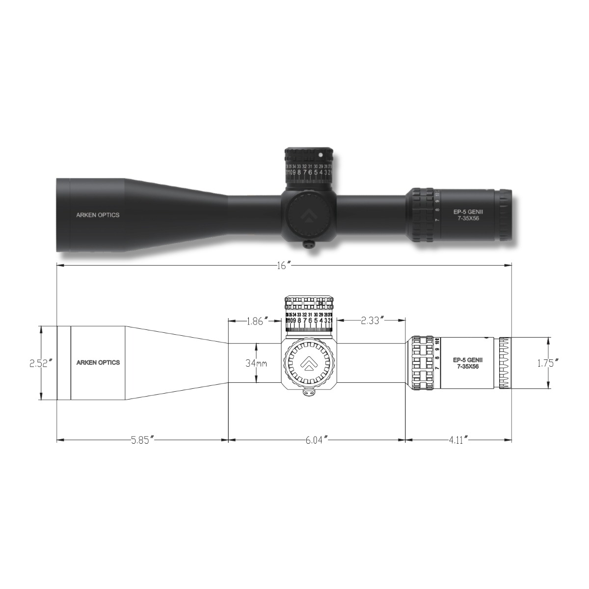 WIN A: Arken Optics EP5 GEN2 7-35x56 FFP IR VPR MIL 0.1MRAD 34mm Rifle Scope