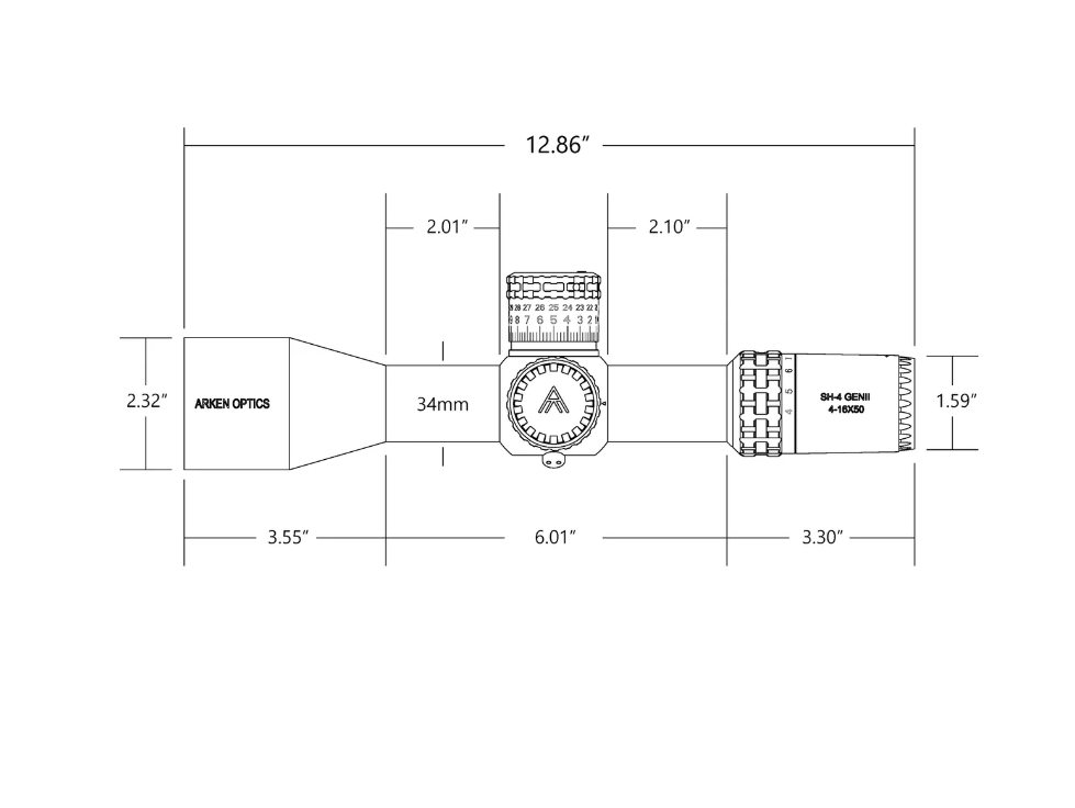 Arken Optics SH4 4-16X50 GEN2 FFP VPR MOA Illuminated Rifle Scope