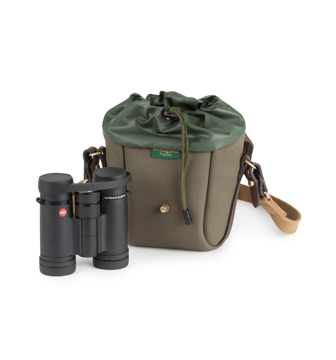 Billingham Galbin Binocular Case for 8x32 / 8x42 Binoculars - Sage FibreNyte / Chocolate Leather