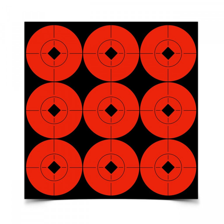 Birchwood Self Adhesive Orange 2" Target Spots - 90 Targets (10 Sheets of 9 Targets)