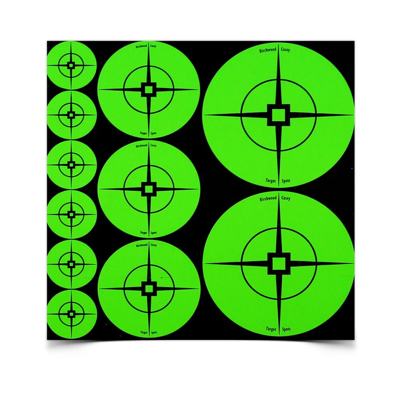 Birchwood Casey Self Adhesive Atomic Green Target Spots - 10 Sheet Pack of Assorted Sizes