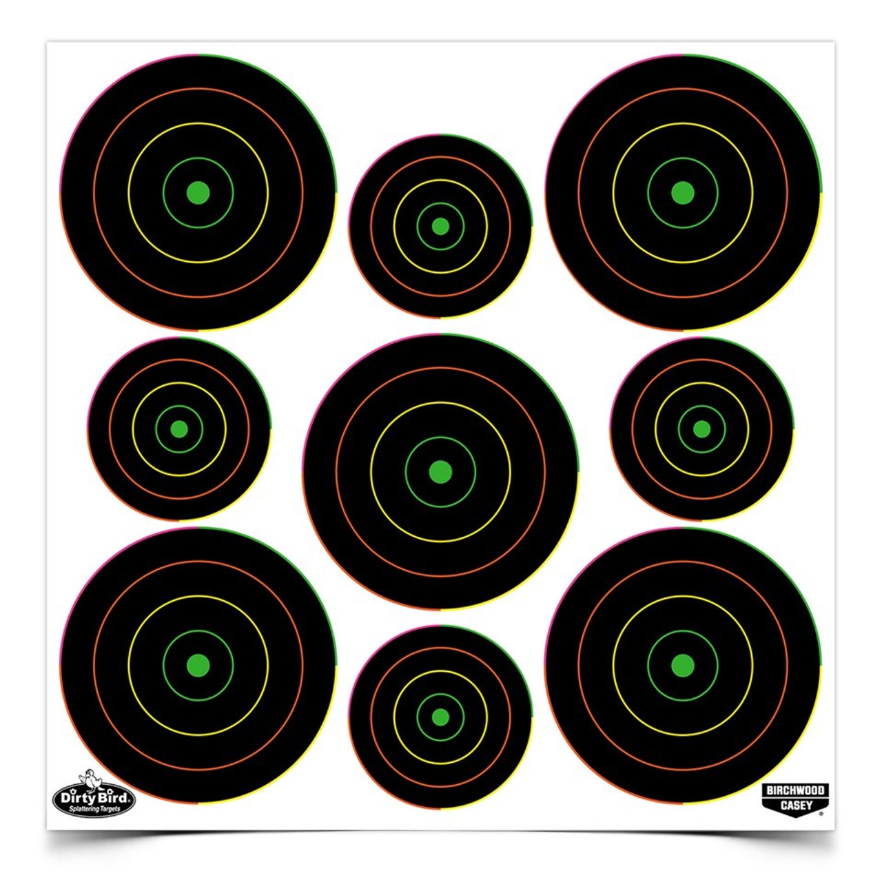 Birchwood Casey Dirty Bird® 2" and 3" Multi-Coloured Non-Adhesive Tagboard Targets - Pack of 12 Sheets