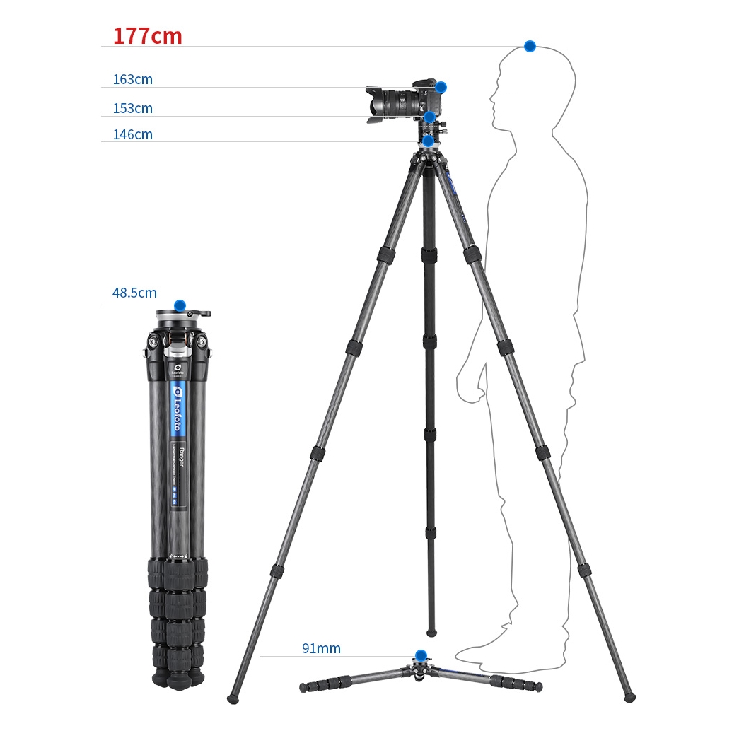 Leofoto LS-325CEX Ranger (Levelling) Series Tripod with Half Ball Tilt Base - 1465mm, 10kg