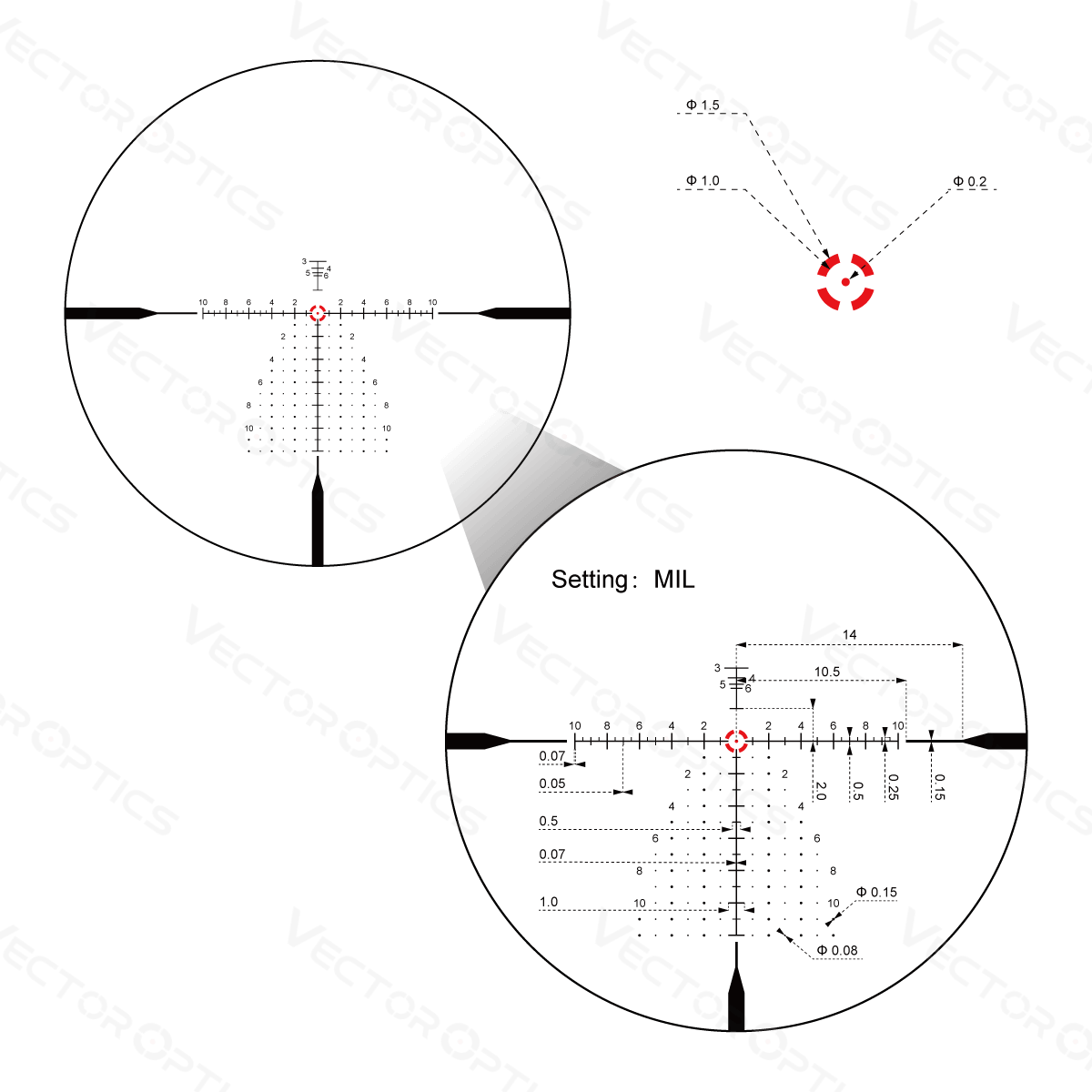 Vector Optics Continental x10 1-10x28 ED FFP Illuminated VET-CTR BDC 34mm Rifle Scope with Free Picatinny Rings