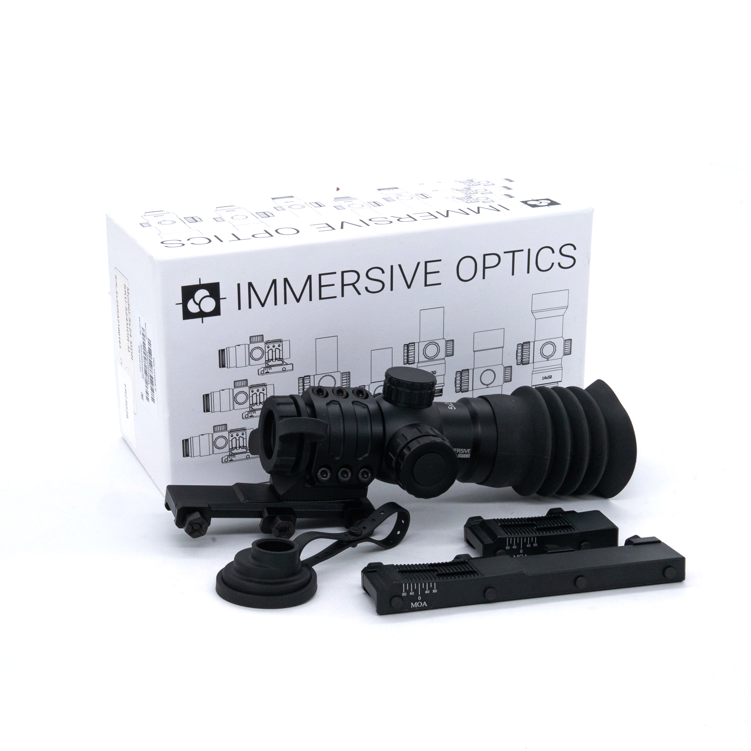 Factory Refurbished Immersive Optics 5x24 Mildot RAPID w/MOA ADJ MOUNTS Prism Rifle Scope - FR25028