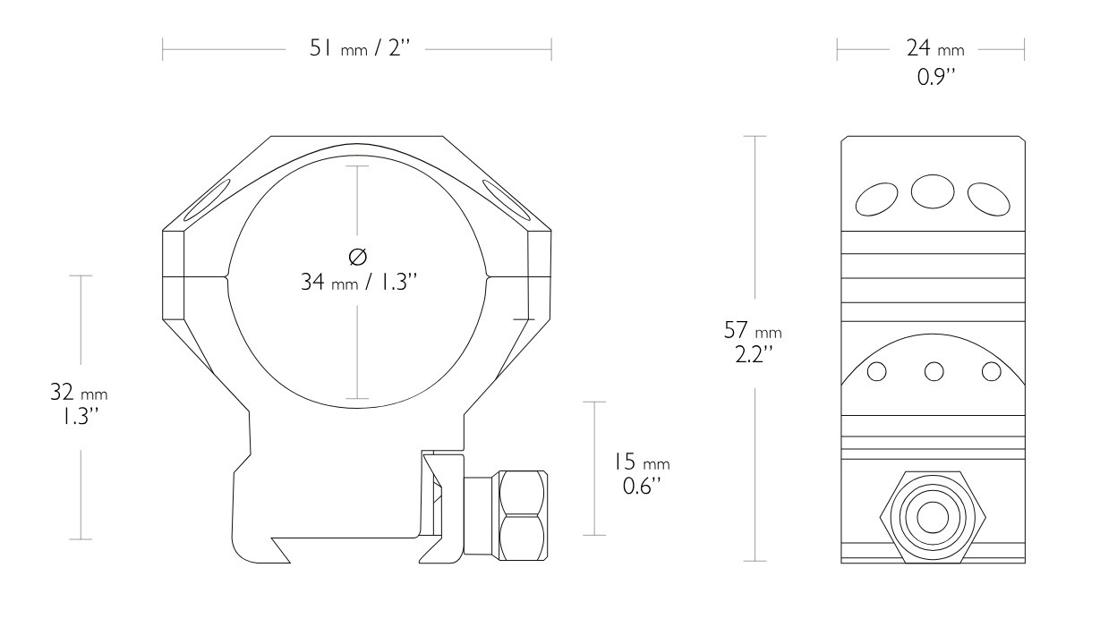 Hawke 34mm Medium Tactical Weaver Ring Mounts - 24119