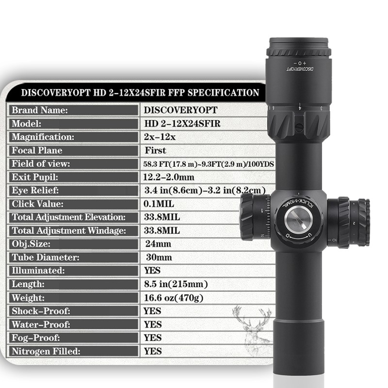 WIN A: Discovery Optics HD 2-12x24 SF IR FFP 0.1MIL 30mm Rifle Scope