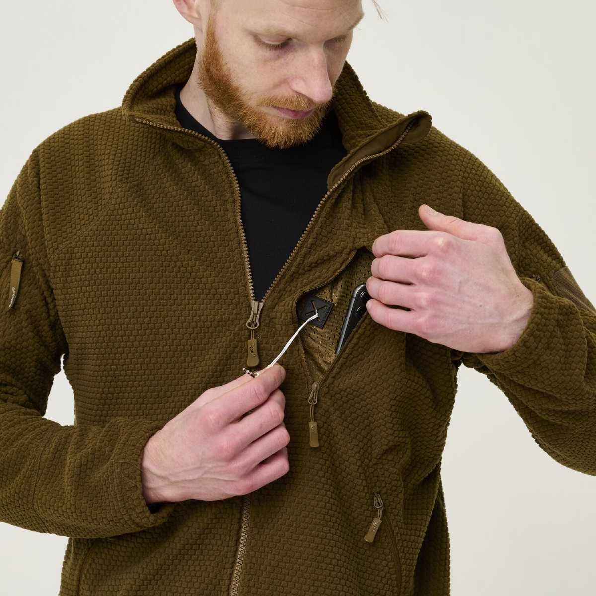 Helikon-Tex ALPHA TACTICAL Jacket - Grid Fleece - Coyote Size: M/Regular