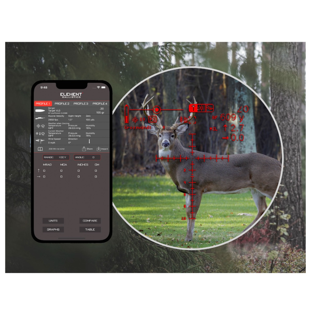 Element Optics HYPR-7 7x50 FFP Programmable Rifle Scope With Integrated Rangefinder