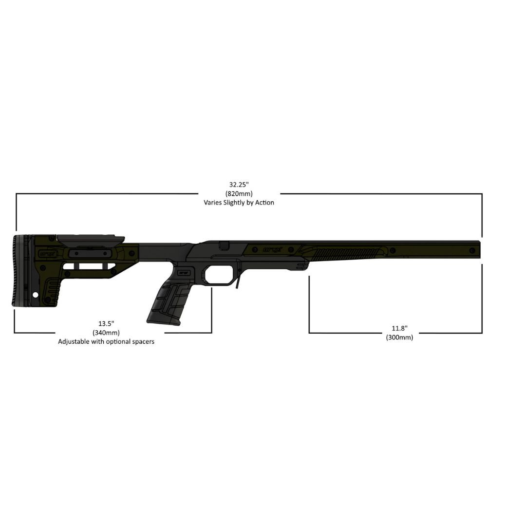 MDT ORYX Tikka T1x Short Action Lightweight Tactical Chassis System - Black