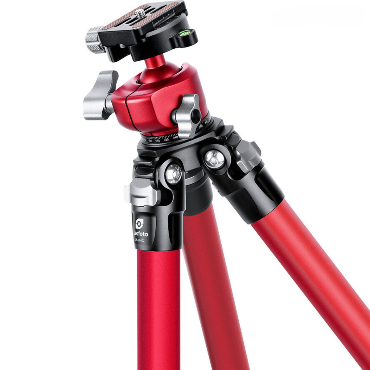 Leofoto Athena LA-284C 10 Layer Carbon Water, Sand Proof, Corrosion Resistant Titanium Feet RED Tripod with LH-30 RED Ball Head