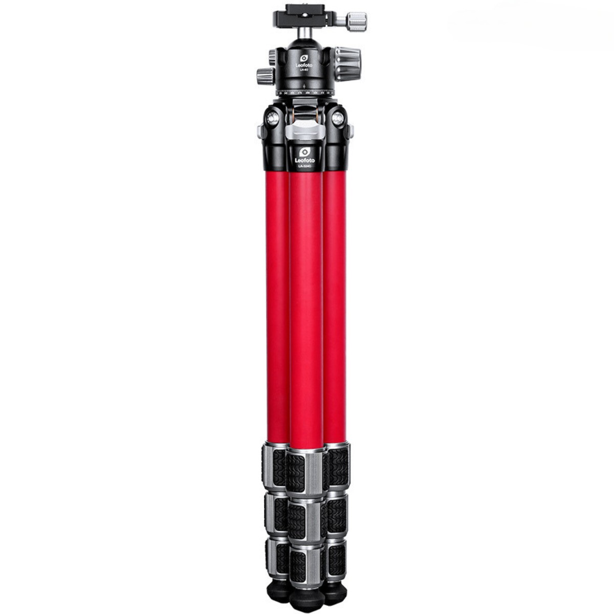 Leofoto Athena LA-324C 10 Layer Carbon Water, Sand Proof, Corrosion Resistant Titanium Feet RED Tripod with LH-40 Ball Head