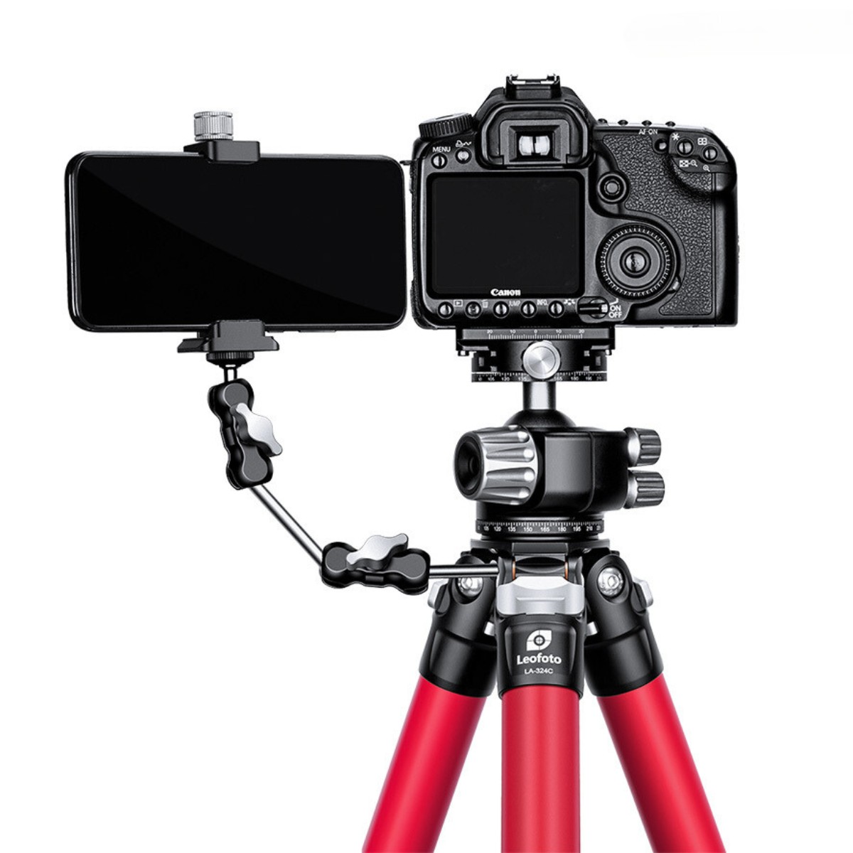 Leofoto Athena LA-324C 10 Layer Carbon Water, Sand Proof, Corrosion Resistant Titanium Feet RED Tripod with LH-40 Ball Head