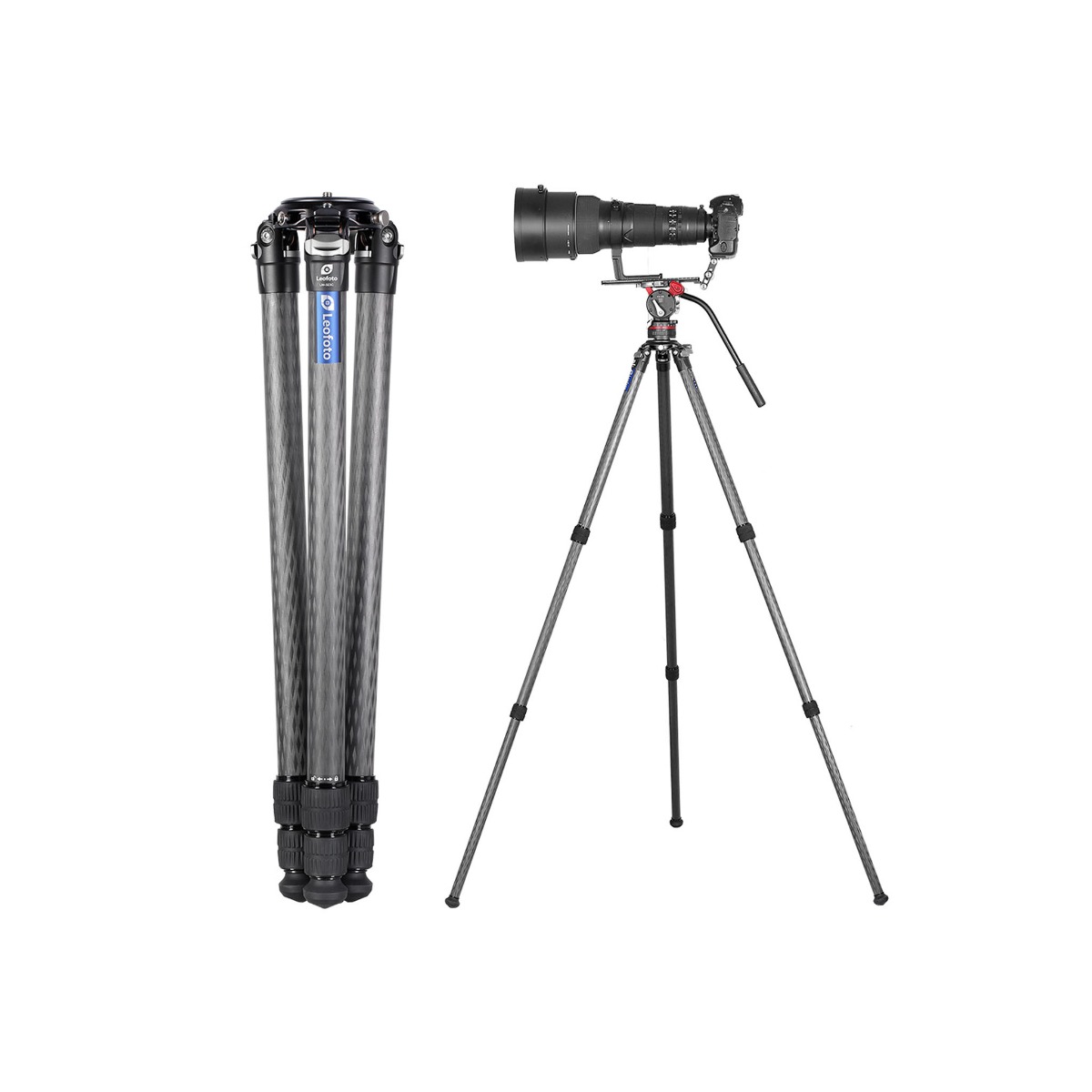 Leofoto LM Summit LM-323C 10 Layer Carbon Hollow-out Spider 75mm Bowl Tall Tripod with Safety Lock System - Max Load 25kg, Min 100mm to Max 1400mm