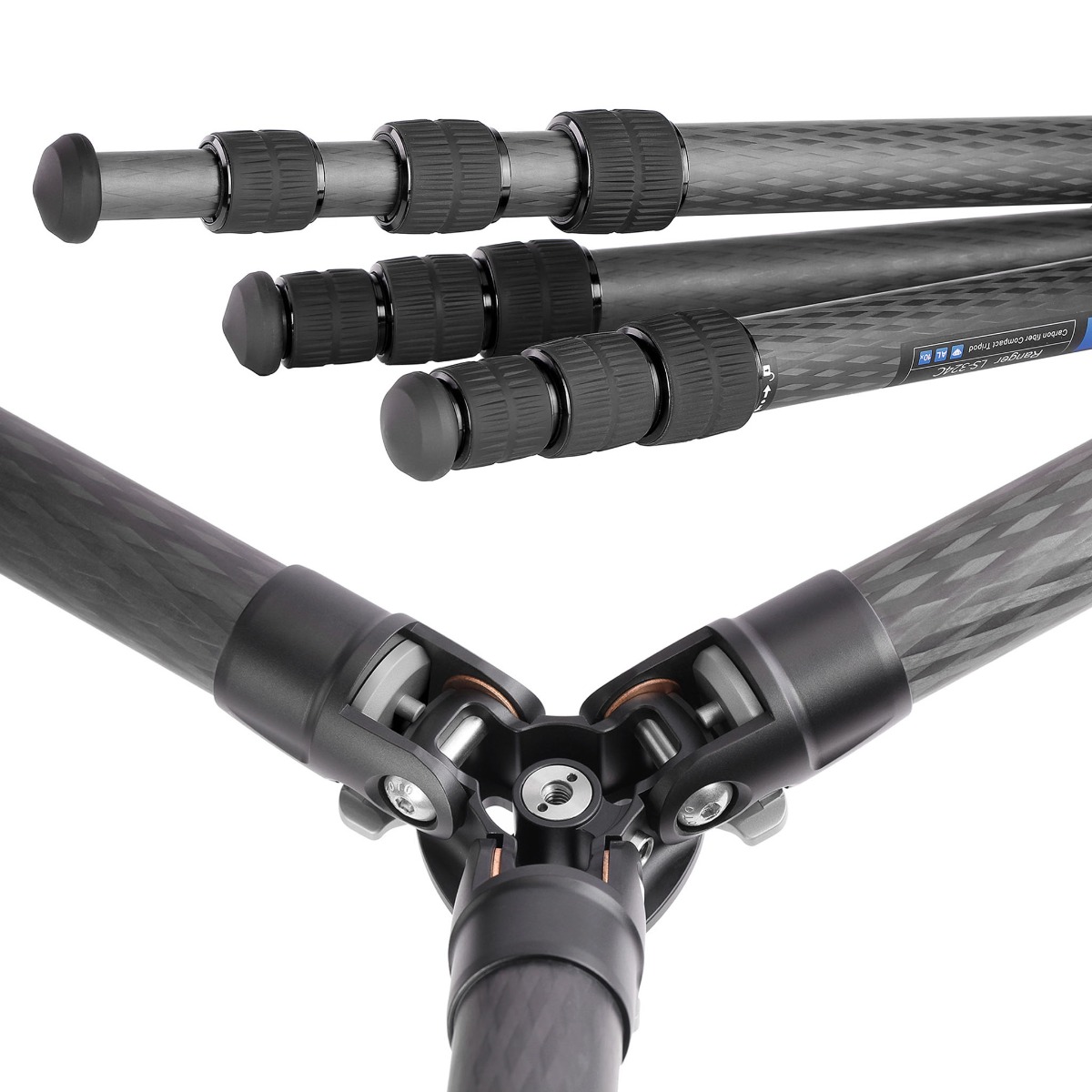 Leofoto Ranger LS-324C 10x Layer Carbon Tripod with LH-40 Ballhead & Separate Centre Column - Max Load 15kg, Min 165mm to Max 1395mm + Col