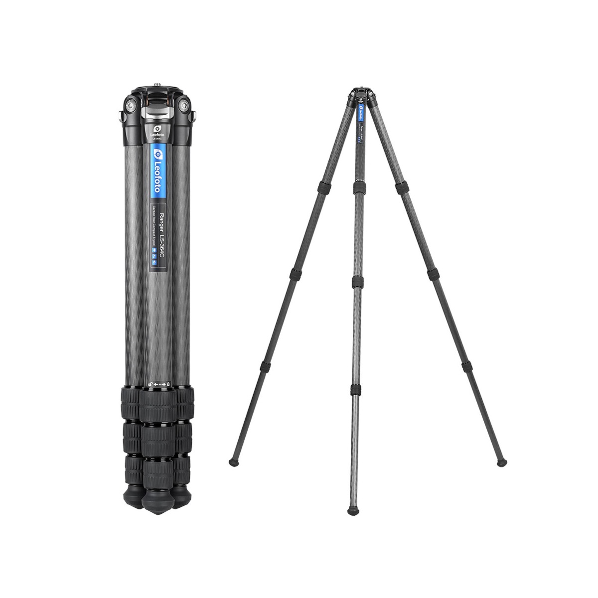 Leofoto Ranger LS-364C 10X Layer Carbon Half Spider Bowl Tripod - Max Load 25kg, Min 80mm to Max 1480mm