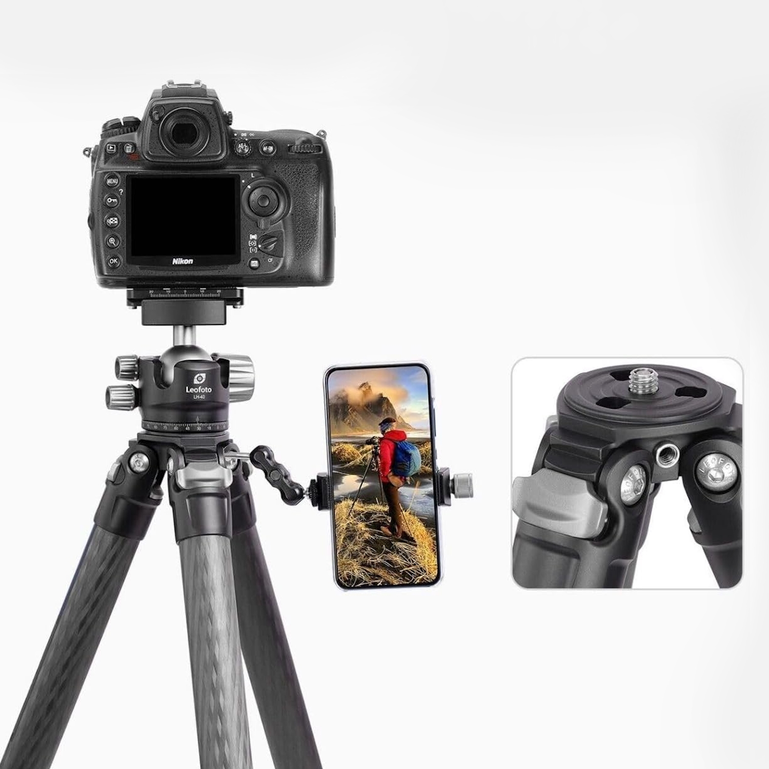 Leofoto Summit TALL Tripod Kit LM-364CL 10 Layer Carbon Spider 180 Degree Folding Silicone Handle Tripod with LH-47SC Low Profile Ball Head - Max Load 20kg