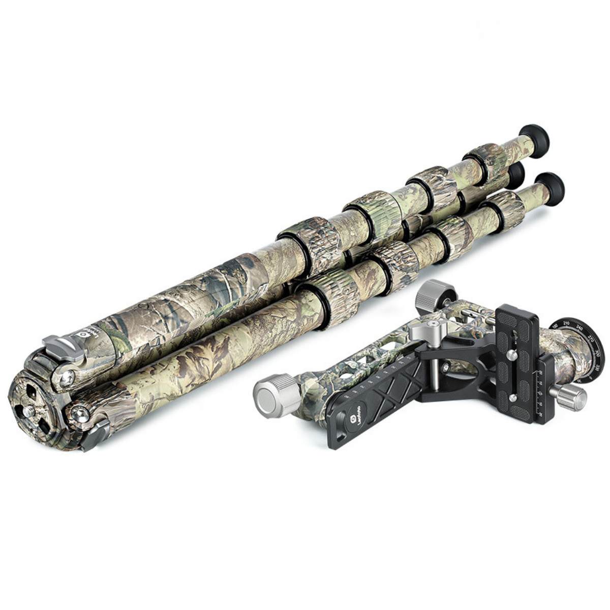 Leofoto Ranger CAMO LS-365C Lightweight 10x Layer Carbon Half Ball Levelling Tripod with PG1 CAMO Gimbal Head