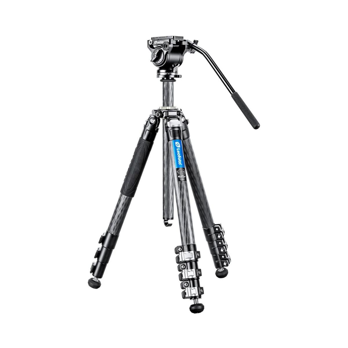 Leofoto LV-284C Head Manba LV Video Head System Flip Lock Carbon Fiber Tripod and BV-5 Fluid Head 4kg