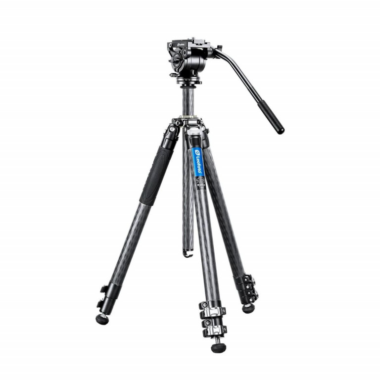 Leofoto LV-323C Manba LV Video Head System Flip Lock Carbon Fiber Tripod and BV-10 Fluid Head 6kg