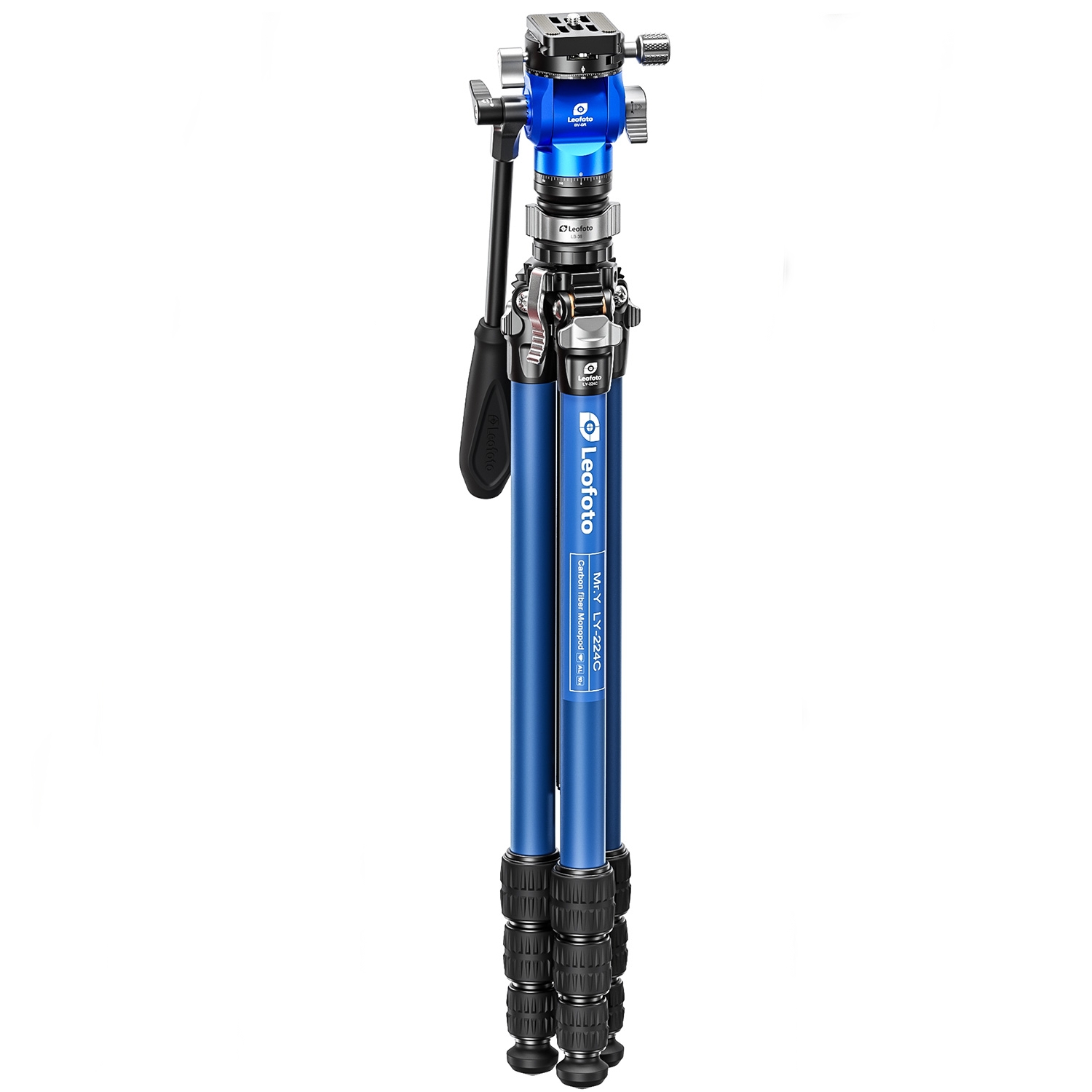 Leofoto LY Video Head LY-224C&BV-0R&LB-38 (Blue) 10 Layer Carbon Fiber Tripod – 3kg